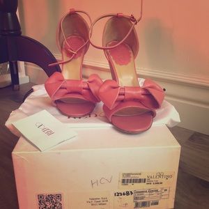 ❤️RED VALENTINO❤️ Stacked Wedge Pink Leather shoes